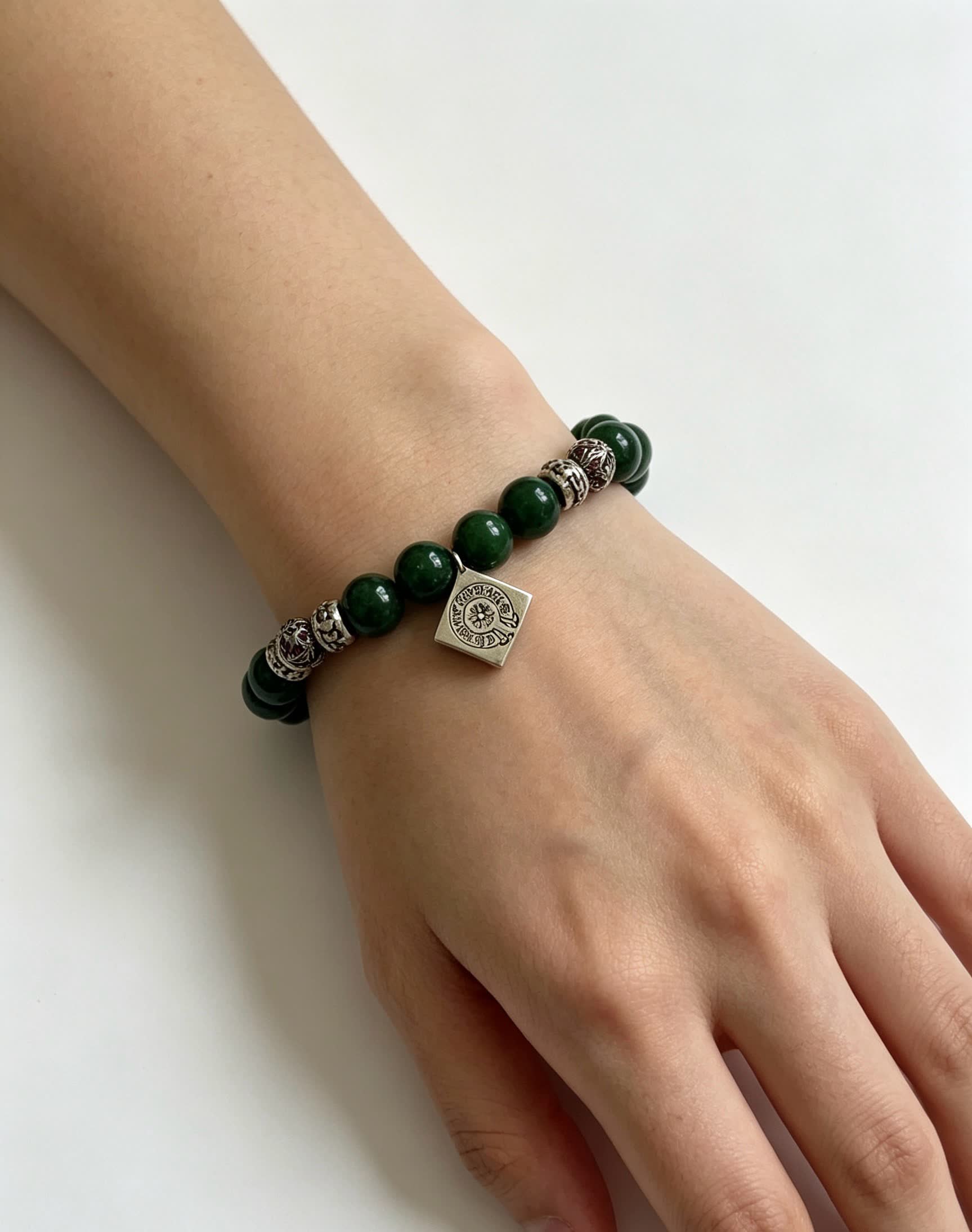 Chrome Hearts Beaded Bracelet with Silver Charms